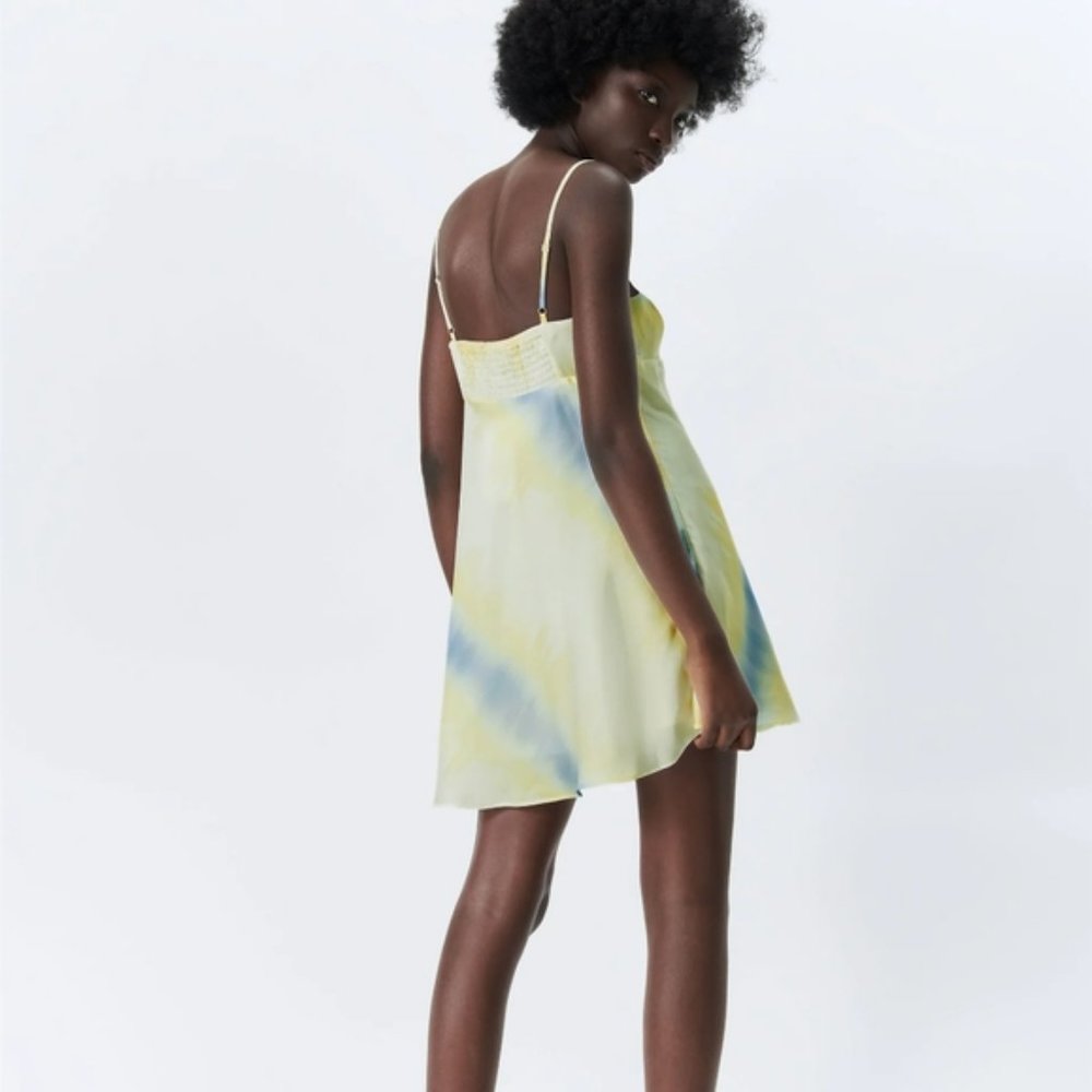 Zara Tie-Dye Satin Effect Dress M NWT - Picture 5 of 5